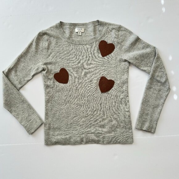 J.Crew Gray Sweater with Leather Heart Appliqué – Size XS - Picture 2 of 9